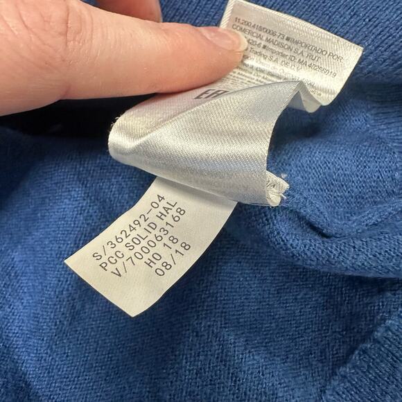 Banana Republic Blue Black Mens L Cotton Cashmere Blend 1/4 Zip Pullover Sweater - Picture 9 of 11